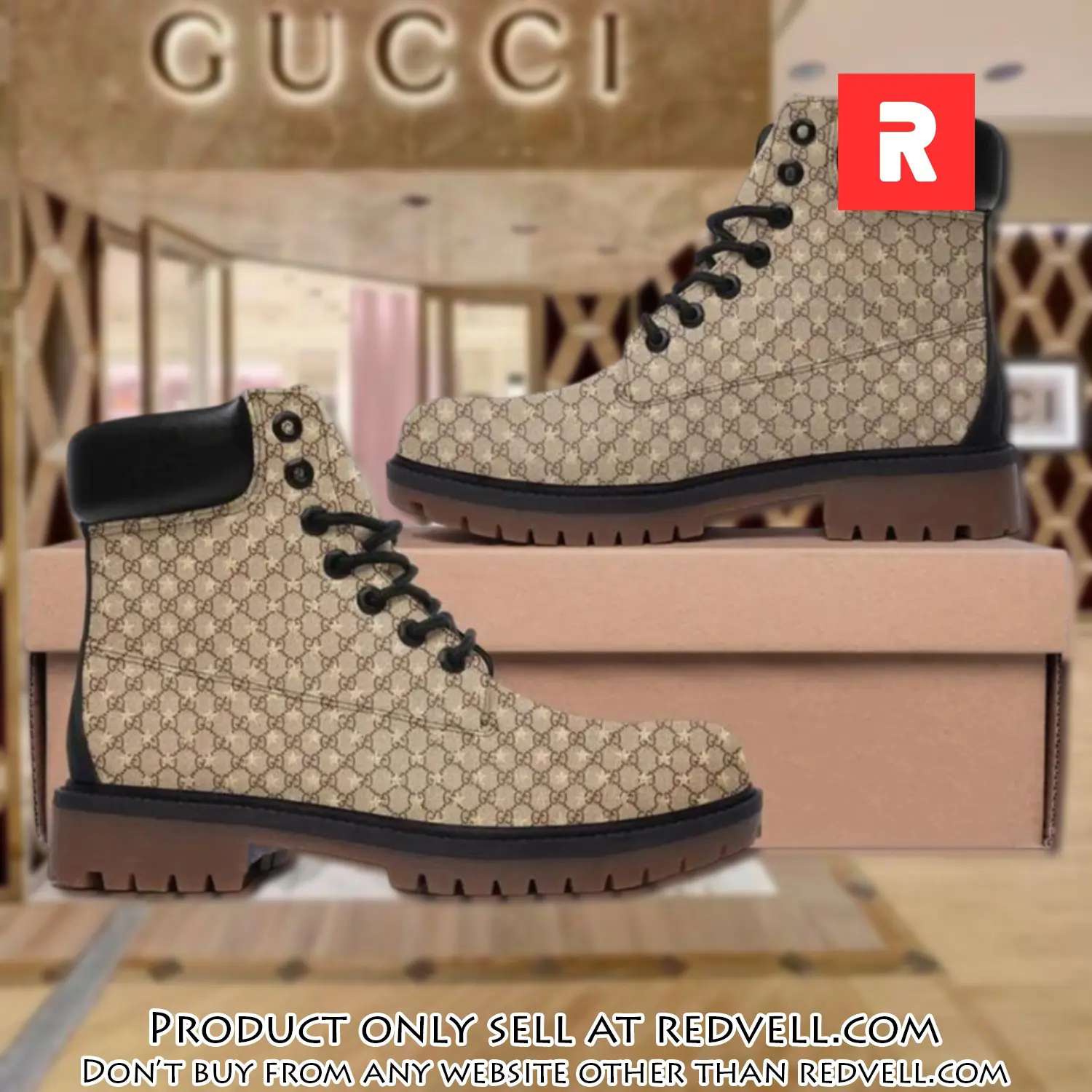 Gucci beige luxury brand boots premium gifts for men women rv3950074